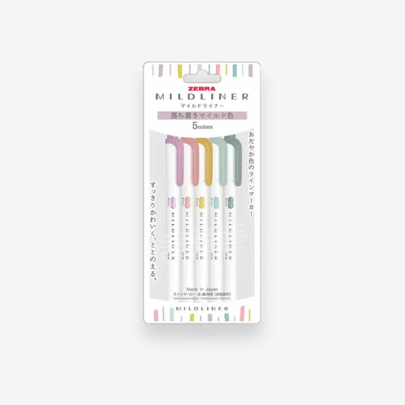 Zebra 2025 Colours Mildliner Dual Tip Highlighter Marker (Set of 5)