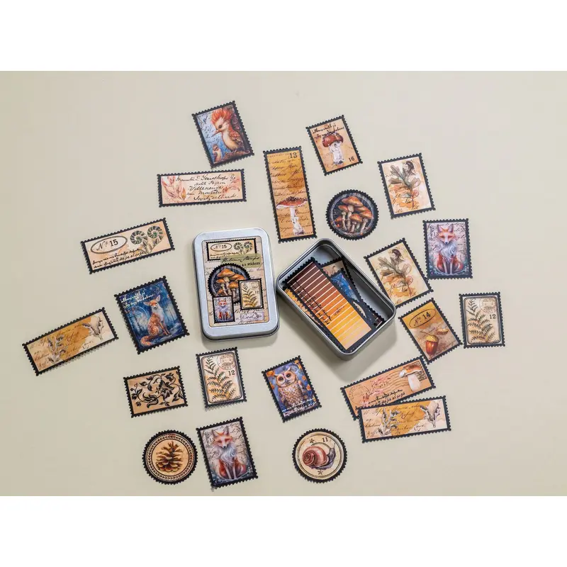 Autumn Stamps Sticker Tin Box