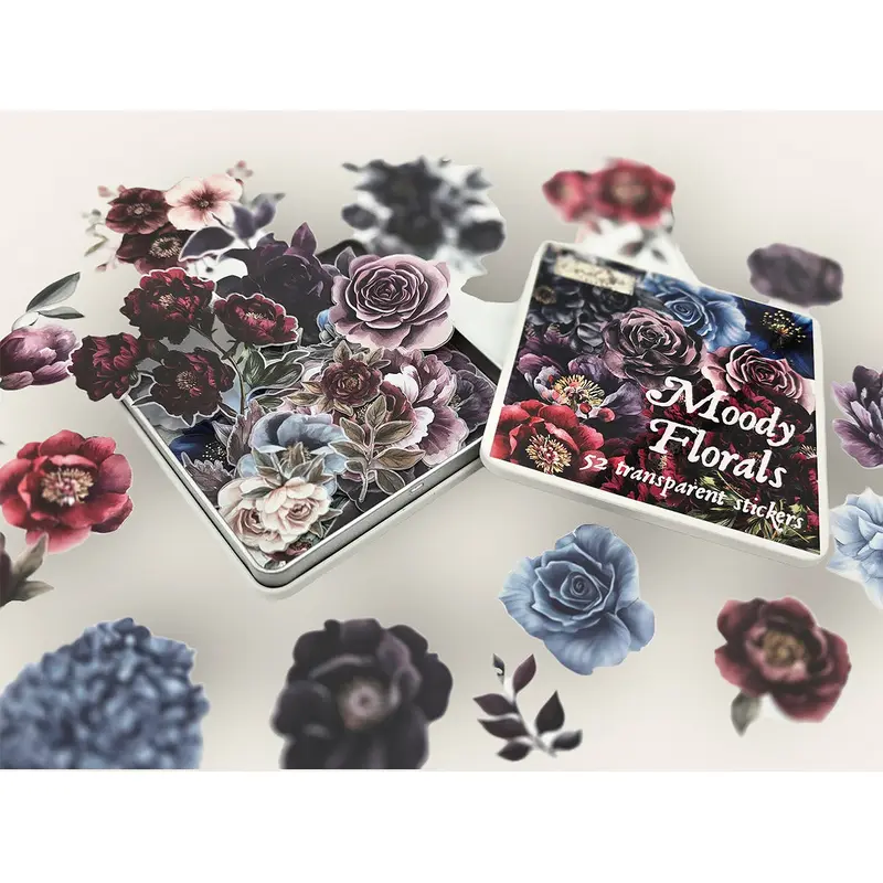 Moody Flowers Sticker Tin Box
