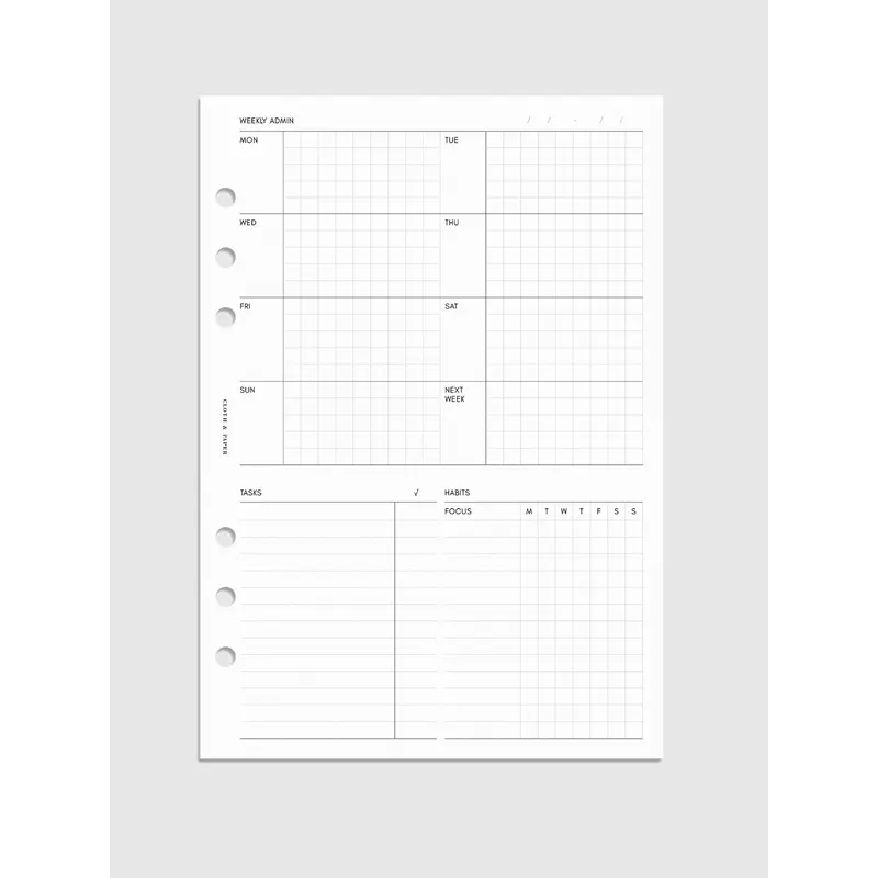 Weekly Admin Planner Inserts | Monday Start