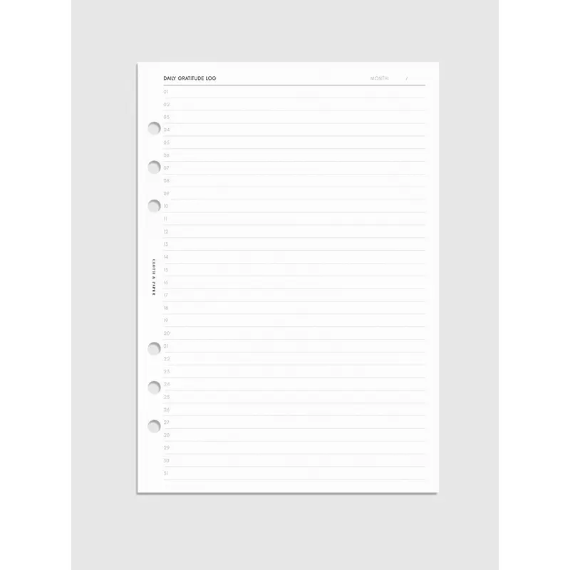 Daily Gratitude Log Planner Inserts
