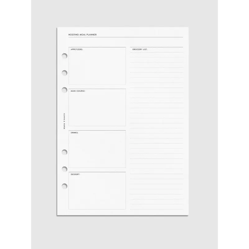 Hosting Meal Planner Inserts