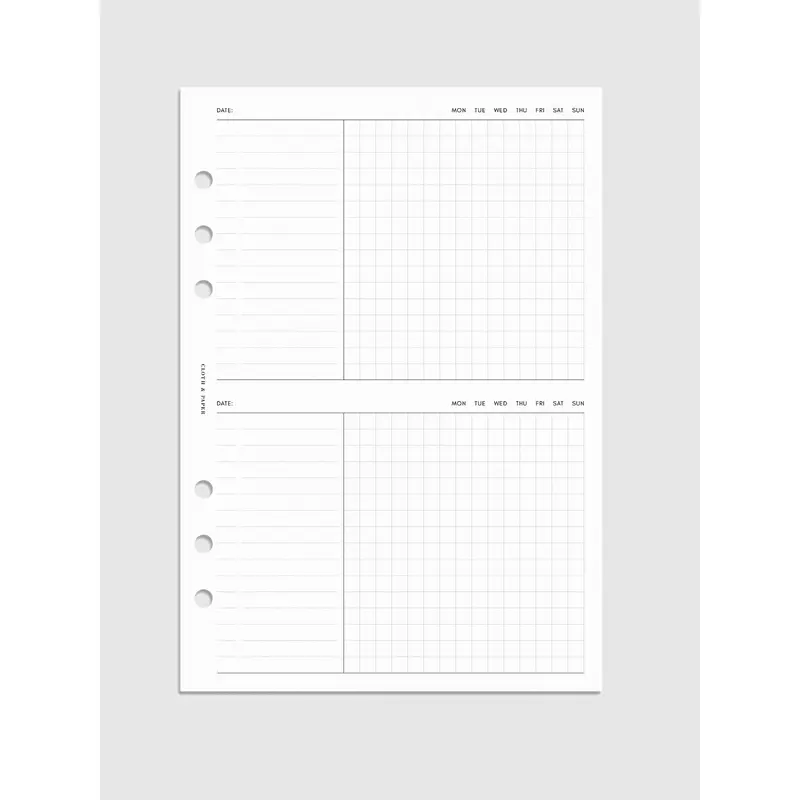 Undated Task Duo Note Planner Inserts