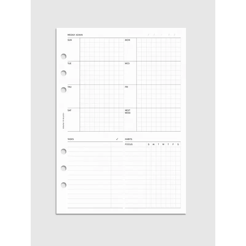 Weekly Admin Planner Inserts | Sunday Start