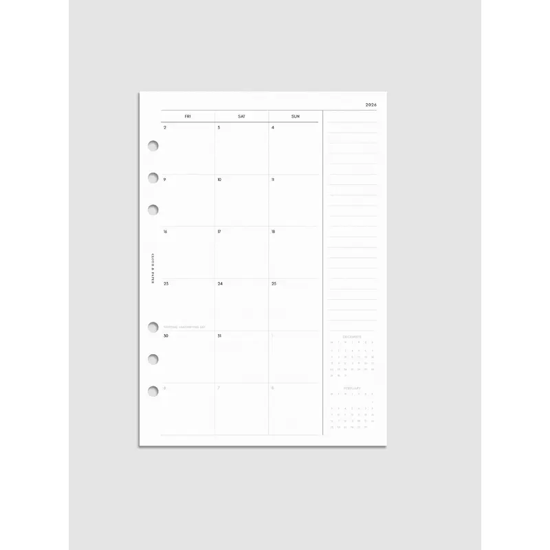 2026 Dated Monthly Planner Inserts | Monday Start