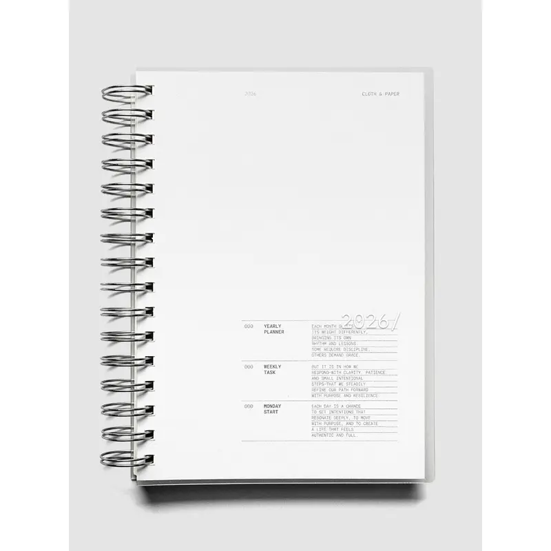 2026 Weekly Task Notebook | Monday Start | A5 Spiral