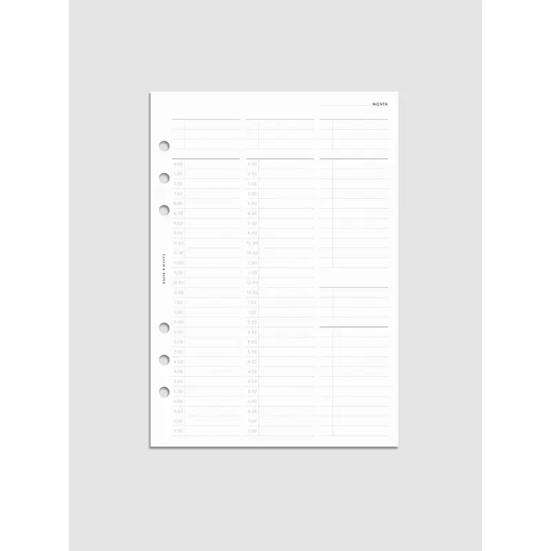30 Minute Time Block Planner Inserts