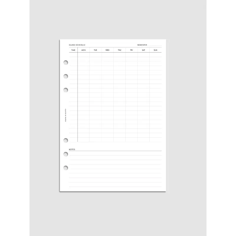 Academic Planner Inserts