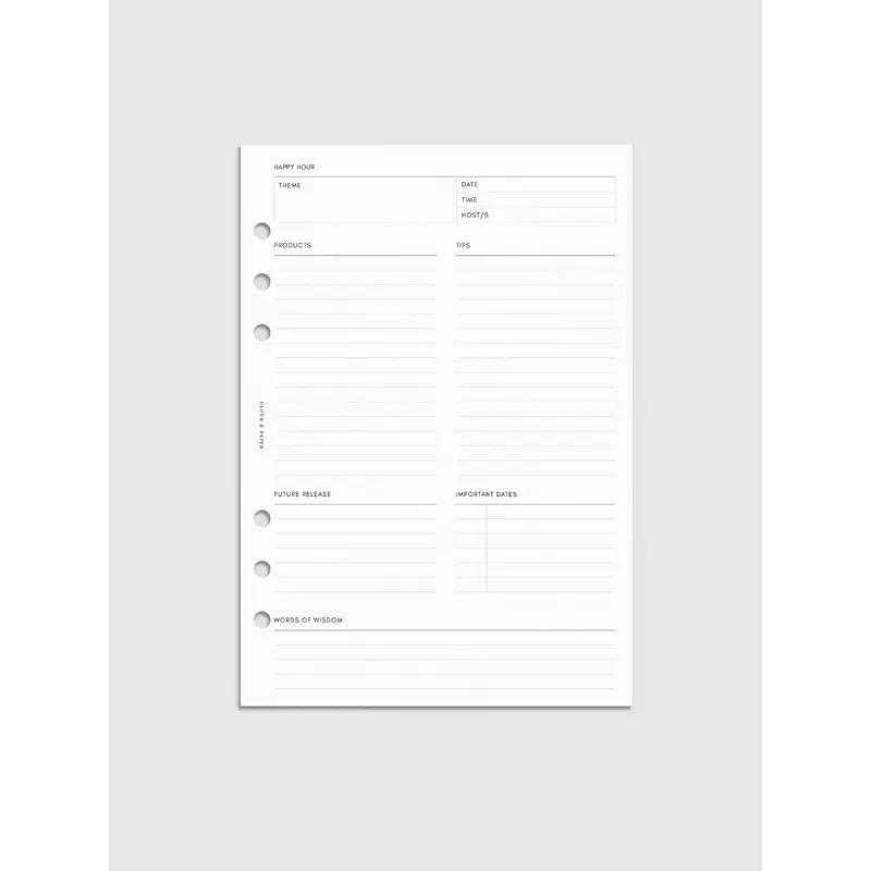 Happy Hour Notes Inserts