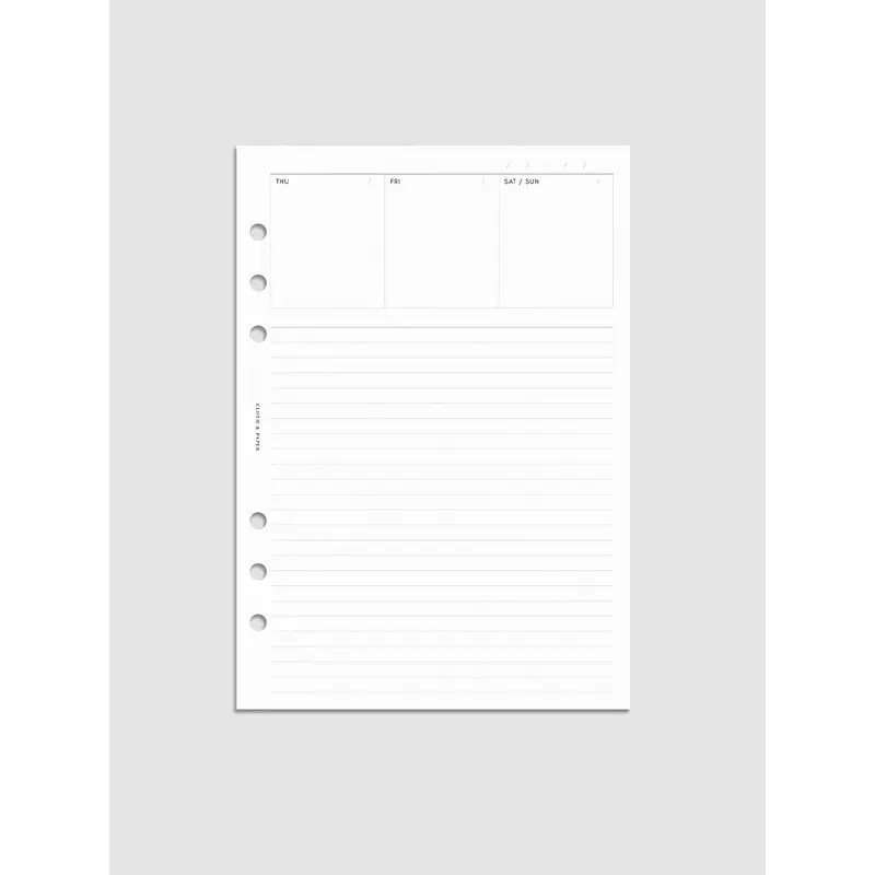 Undated Weekly Notes Planner Inserts